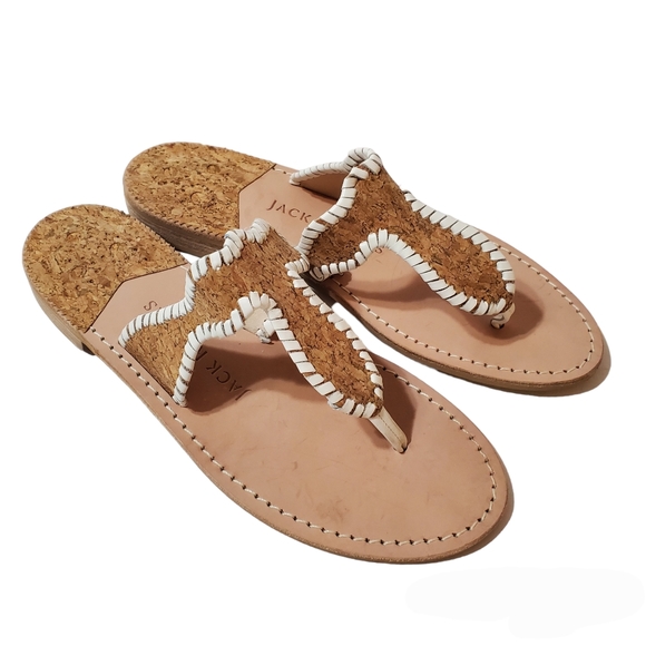 Jack Rogers Jackie Cork Leather Thong Sandal Size 10 - Picture 2 of 9